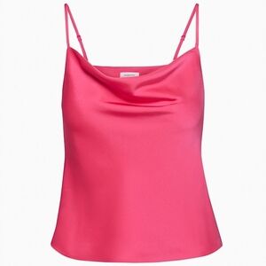 Aritzia Babaton Pink Satin Cowl Neck Top in Size Small NWOT